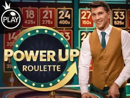 Official Live Dealer logo: Power UP Roulette by Pragmatic Play at Spin247 Casino